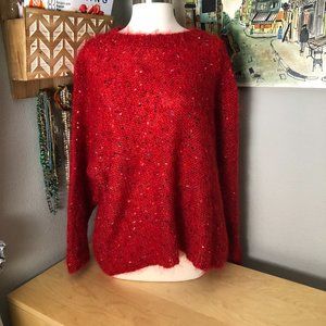 525 Made in America Mohair Blend Sweater Women’s size L Red Fleck Boxy